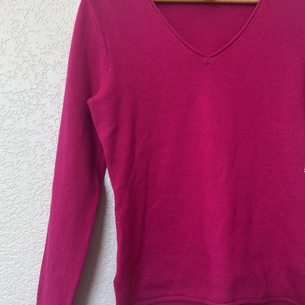 NWT Carol Little Sweater V Neck Merino Wool Pink Size Small - Picture 9 of 11